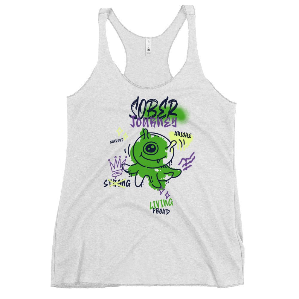 Alien Sober Quest Women's Racerback Tank Top - Intergalactic Recovery Series | Workout & Yoga Activewear