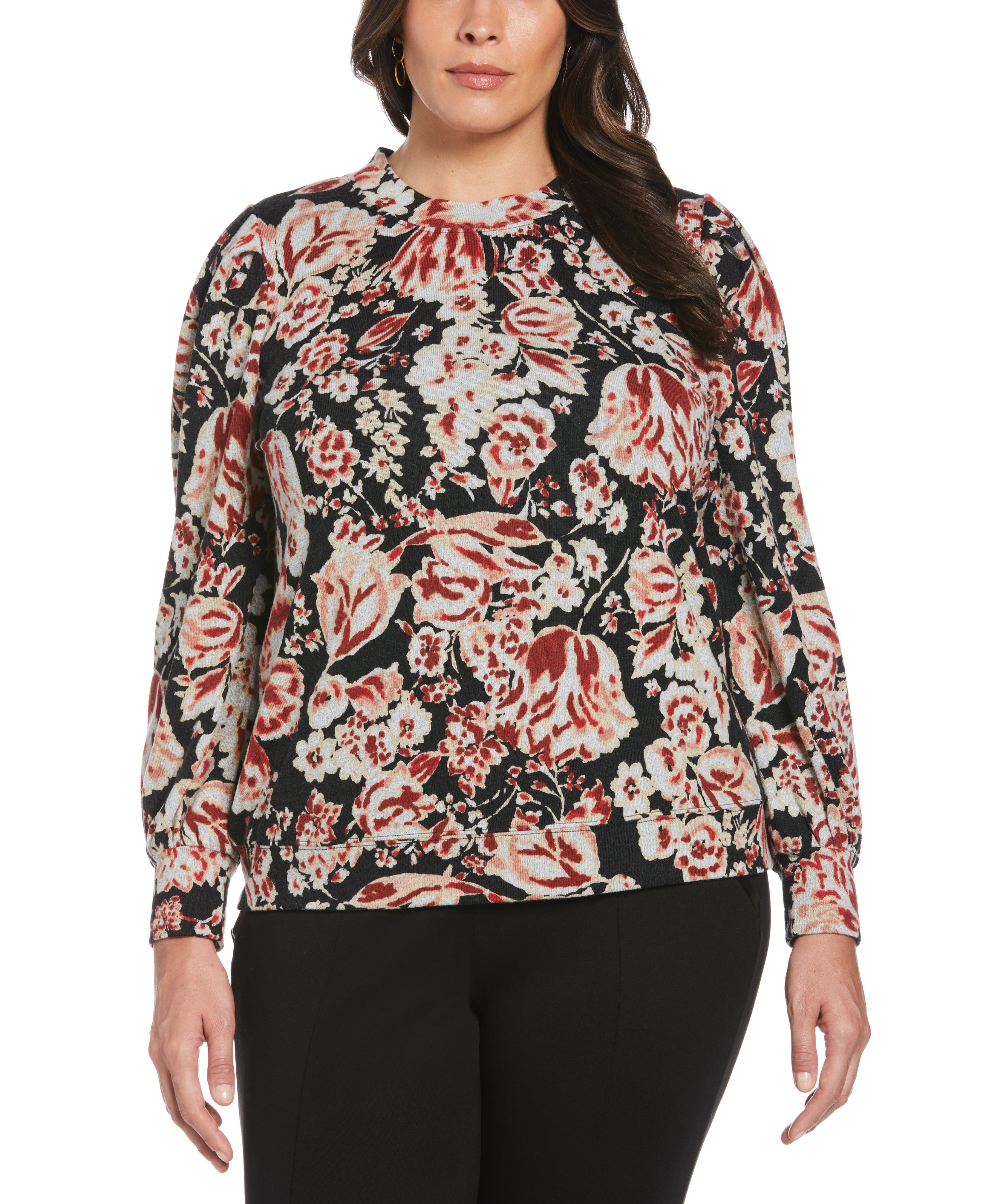Plus Size Pleat Sleeve Knit Shirt for Women - Comfortable Stretch Tunic Top for Work & Casual Wear | Office & Weekend Outfits