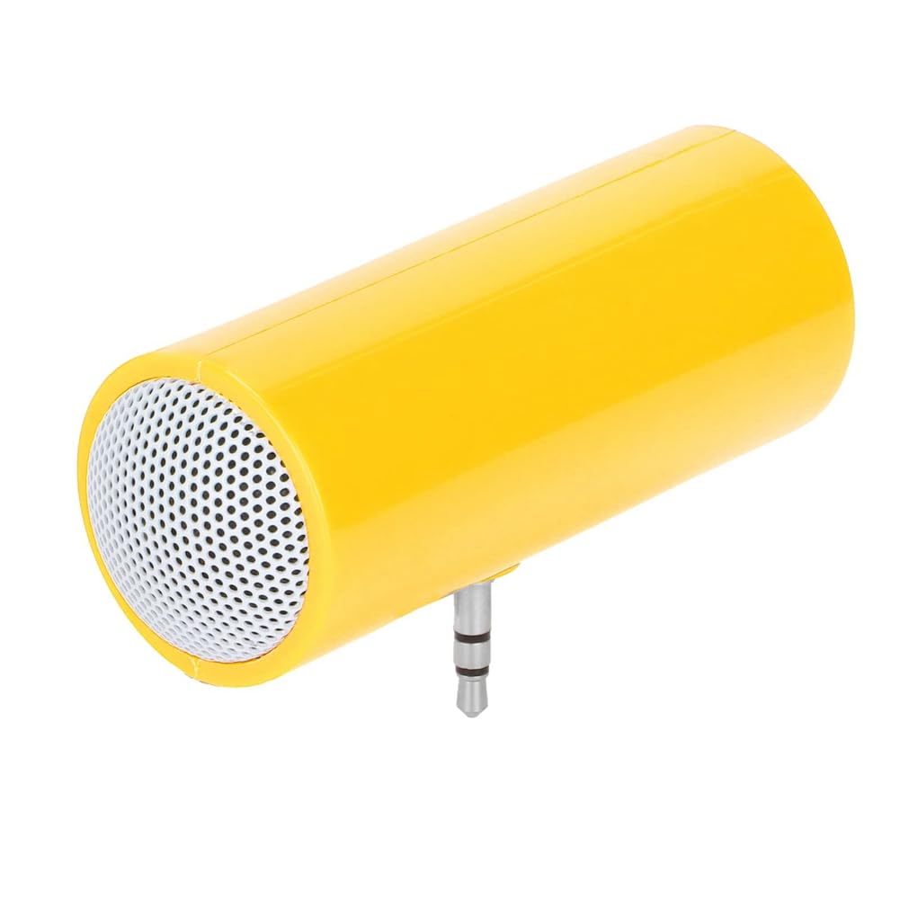 GABEALF Mini Speaker with 3.5mm Jack - Portable Amplified Plug & Play Speaker for iPhone, Android Phones, Tablets, Laptops (Yellow) - Perfect for Travel, Outdoor Activities, Home & Office Use