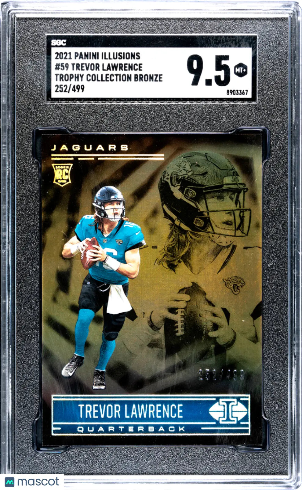 2021 Panini Illusions Trevor Lawrence Rookie Card RC Trophy Collection Bronze SGC 9.5 Graded /499 - Perfect for NFL Collectors, Sports Memorabilia Display & Investment