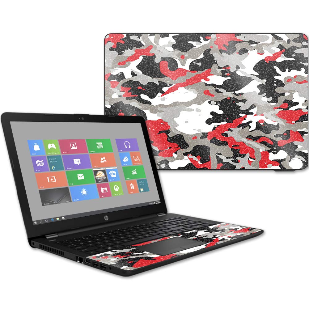 MightySkins Glossy Glitter Skin Cover for HP 15t Laptop 15.6 Inch (2017 Model) - Red Camo Design | Scratch-Resistant Protective Vinyl Decal | High-Gloss Sparkle Finish | Easy Application & Removal | Made in USA | Perfect for School, Office & Travel Use