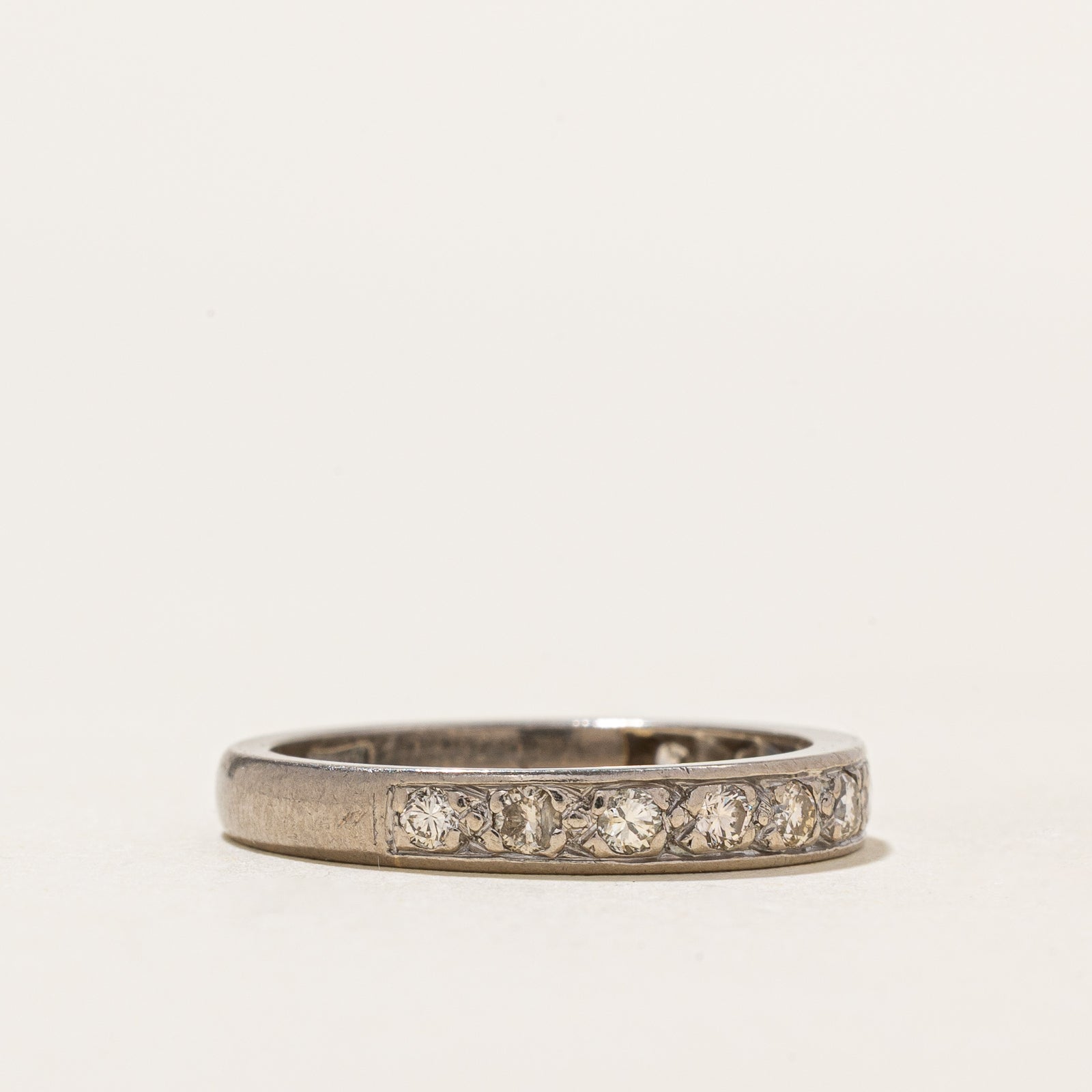 Semi Eternity Diamond Wedding Band Ring - 0.34 Carat Total Weight (CTW) - Size 6 - Perfect for Anniversary Gifts & Bridal Jewelry