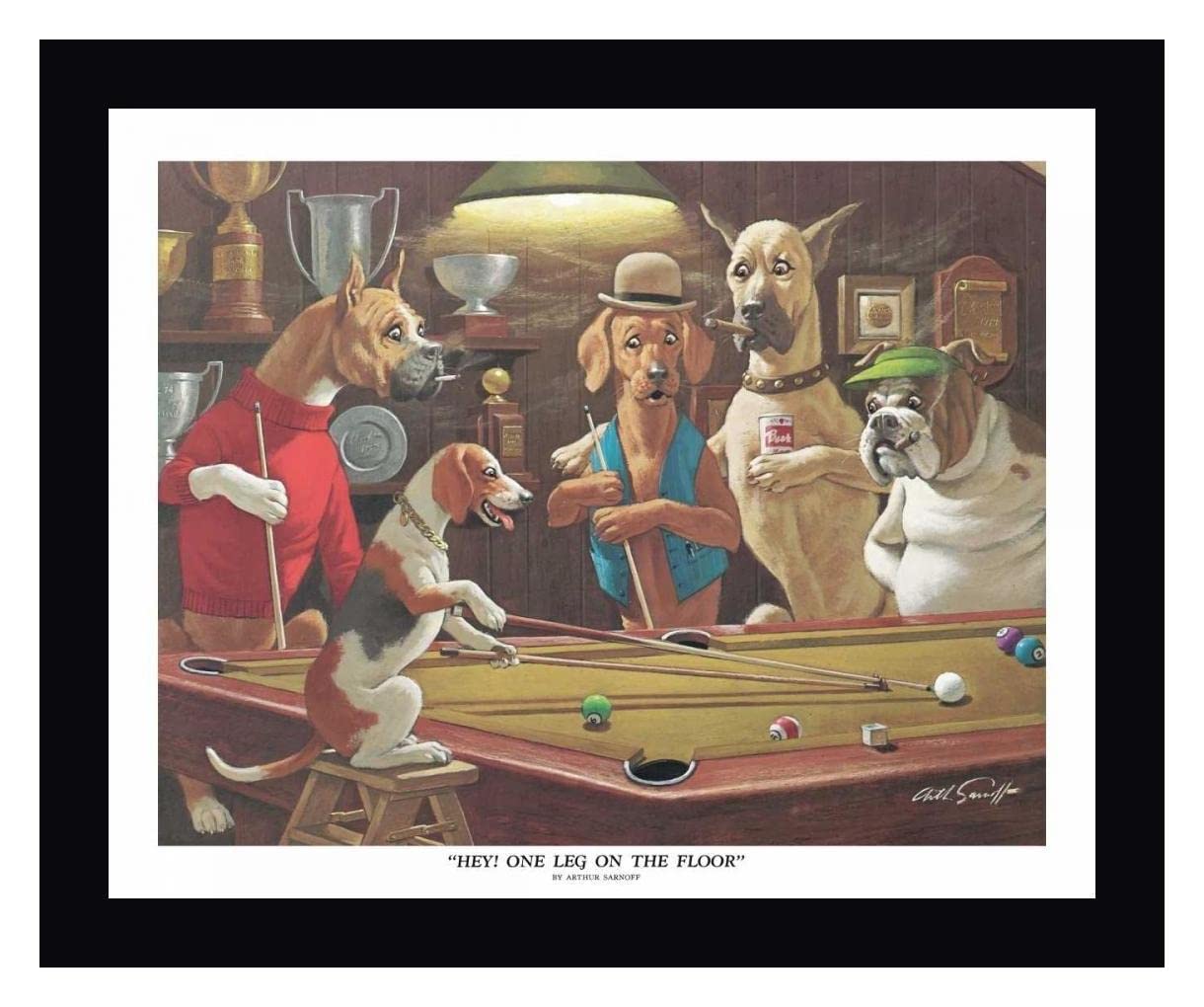 Arthur Sarnoff 'Hey! One Leg on the Floor' 25x30 Inch Framed Canvas Art Print - Black Wood Frame - Ready to Hang Wall Decor - Perfect for Living Room, Bedroom or Office