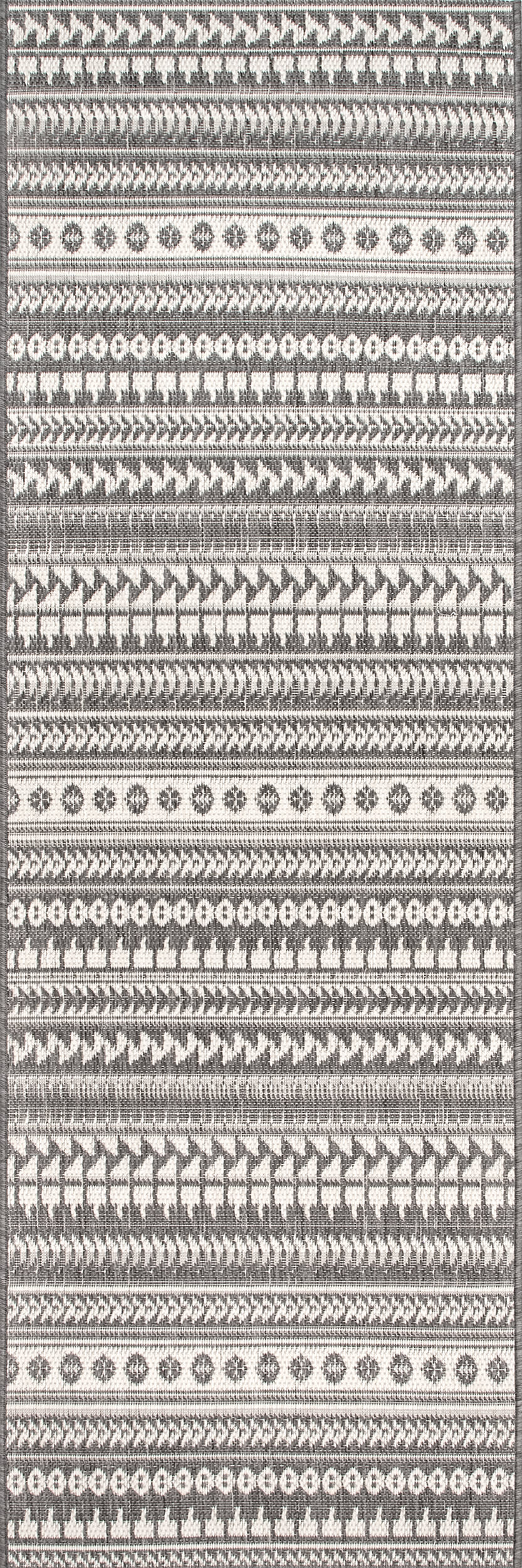 Aztec Bands Indoor/Outdoor Area Rug - Soft Grey Bohemian Design for Living Room, Bedroom, Patio & Deck Decor