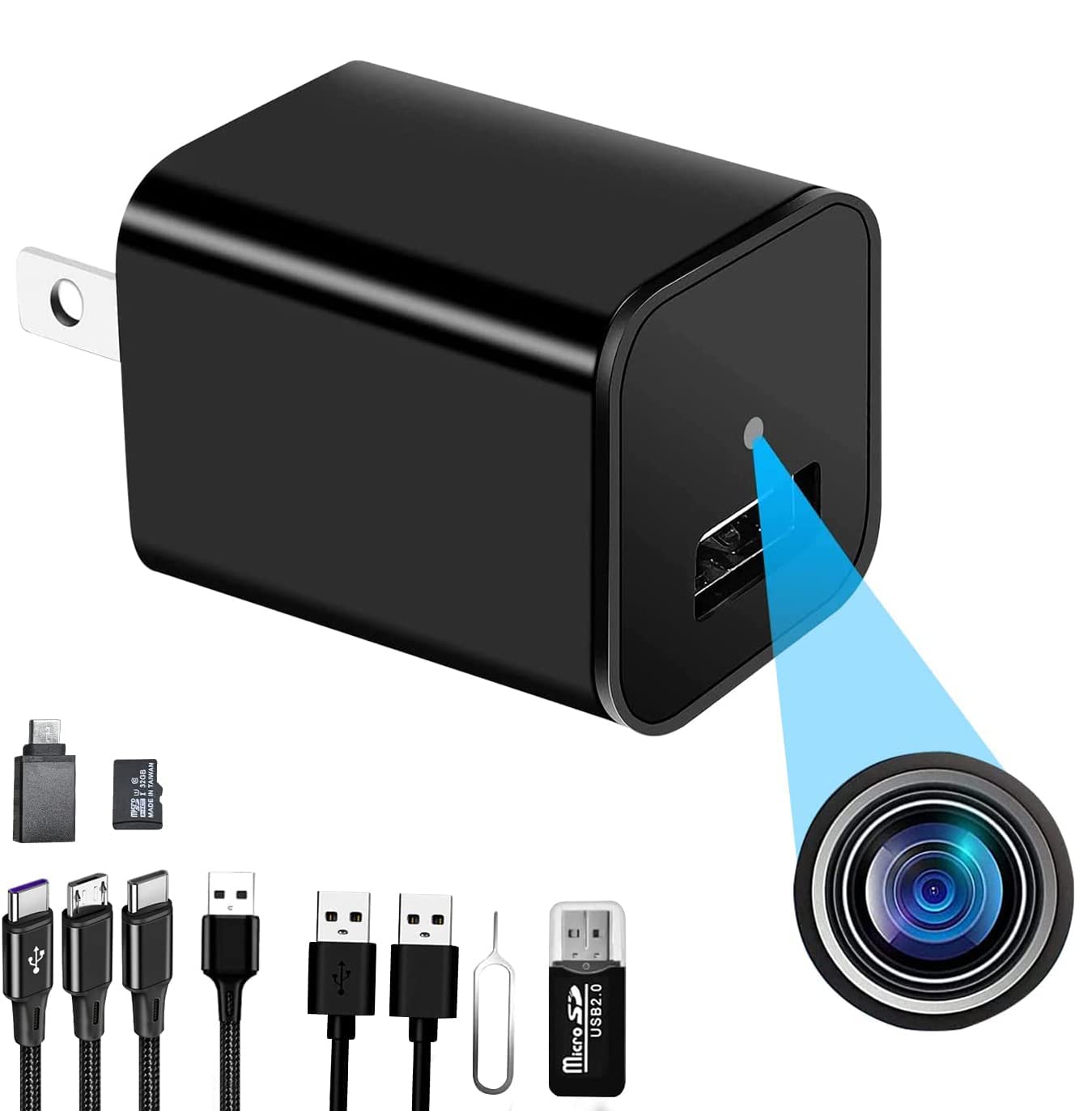Hidden Spy Camera Charger - 1080P Full HD Mini Nanny Cam with USB Charging | Covert Surveillance for Home, Office & Travel Security