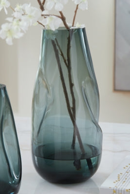 Beamund Glass Vase Set of 2 - Modern Decorative Flower Vases for Home, Wedding, and Office Decor