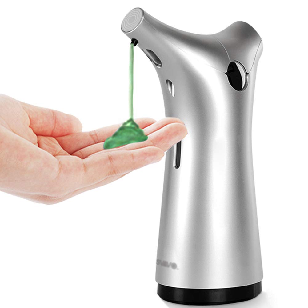 CCJJ-YJ Automatic Soap Dispenser with Motion Sensor - 500ml Large Capacity, Waterproof Base, Adjustable Foam - Hands-Free Touchless Soap Dispenser for Kitchen, Bathroom, Hotel, Restaurant (Silver)