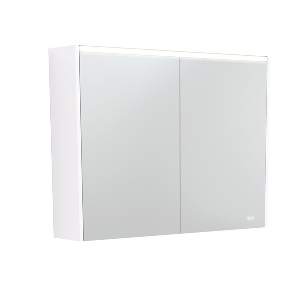 Fienza 900mm PSC900W LED Bathroom Mirror Cabinet with Touch Control - Gloss White Finish for Modern Vanity & Bathroom Decor