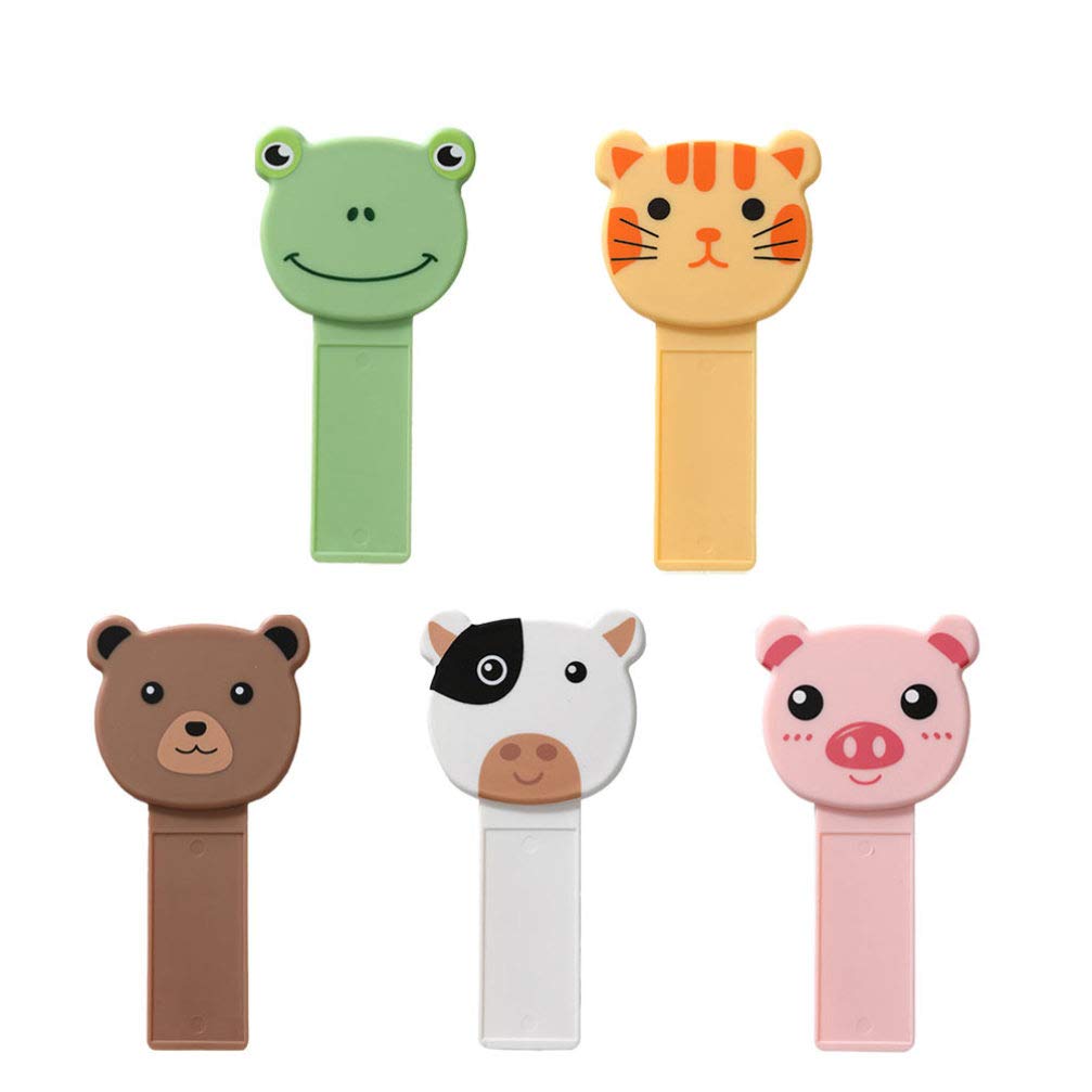Cabilock 5-Piece Cute Cartoon Toilet Seat Lifters - Cat, Bear & Cow Design - Hygienic Toilet Seat Handle Covers for Kids & Adults - Perfect for Home, School & Public Restrooms - Easy Grip & Sanitary Solution