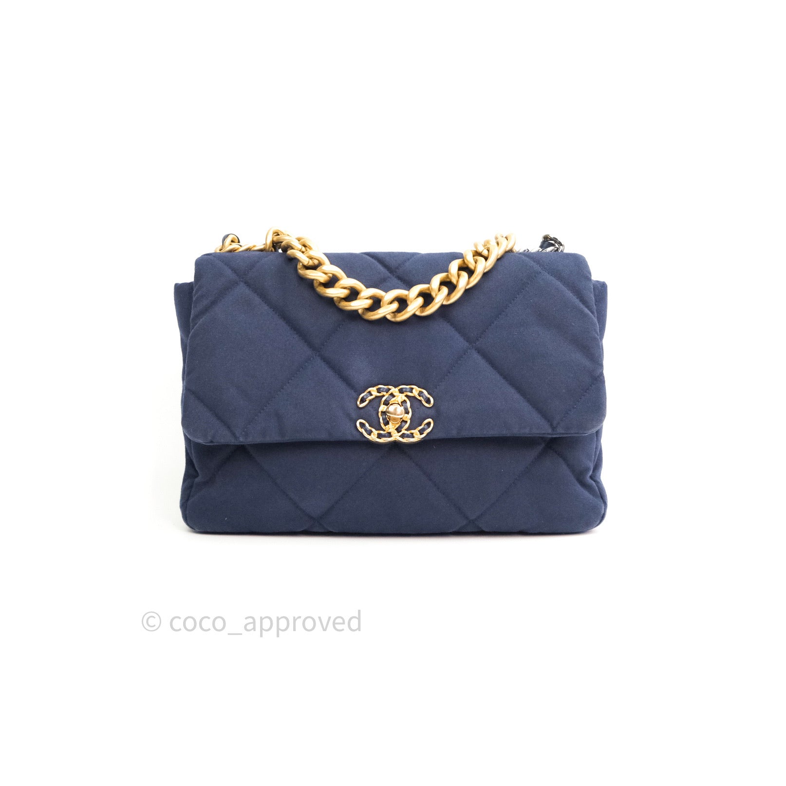 Chanel 19 Medium Flap Bag in Navy Canvas with Mixed Hardware - Luxury Designer Handbag for Women, Perfect for Work, Travel & Evening Events