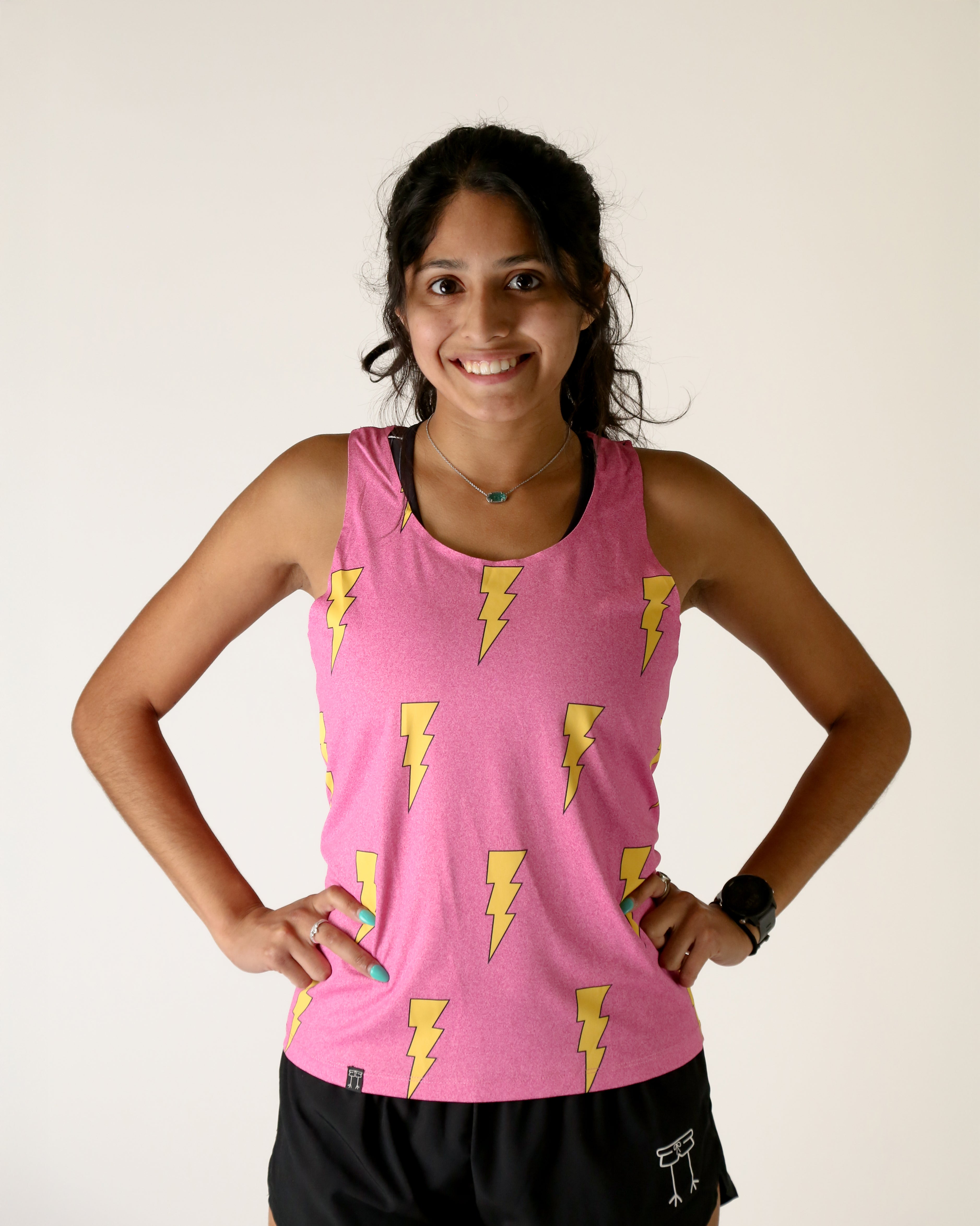Women's Pink Bolts Performance Singlet - Breathable Workout Tank Top for Running & Gym - Comfortable Athletic Wear for Women