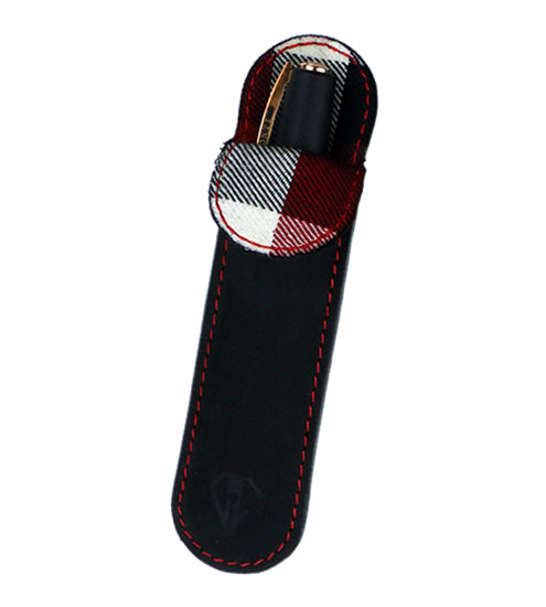 Dee Charles Designs Single Sleeve Pen Carrying Case - Premium Leather Pencil Holder for Artists & Writers (Midnight Red) - Perfect for Office, School & Travel Organization