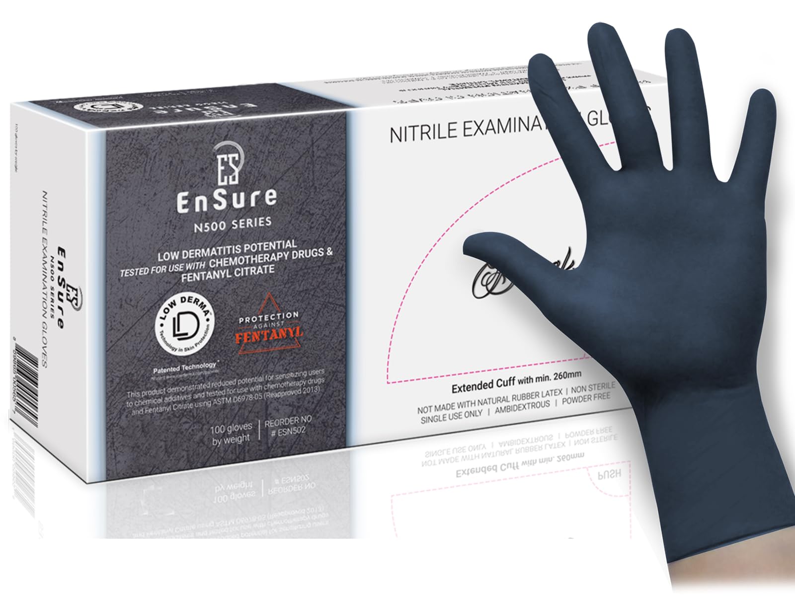 Premium Black Nitrile Exam Gloves - 5 Mil Thick, Powder & Latex Free, Chemo Rated, Non-Sterile, Textured Fingertips, Extended Cuff - Ideal for Medical, Dental, Food Handling & Industrial Use