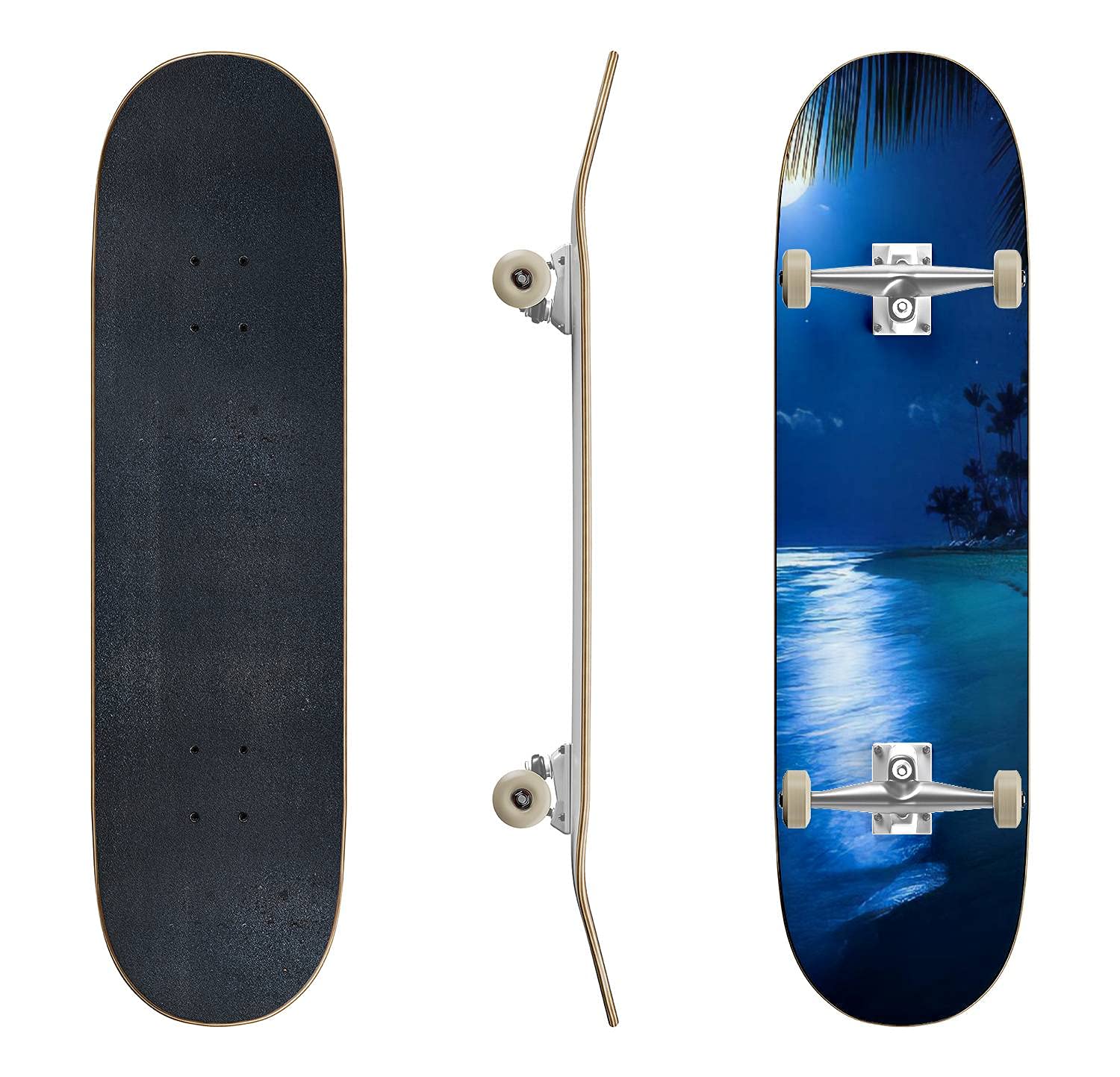 Premium Classic Concave Skateboard for Beginners & Pros - Durable Longboard for Extreme Sports & Street Riding | Perfect Teen Gift for Miami Beach Cruising & Skatepark Tricks