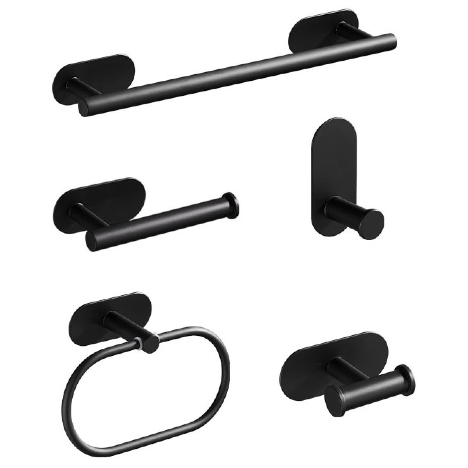 No-Drill Black Metal Towel Ring for Bathroom & Kitchen - 60cm Round Base Guest Towel Holder - Perfect for Small Spaces, Apartments & RVs