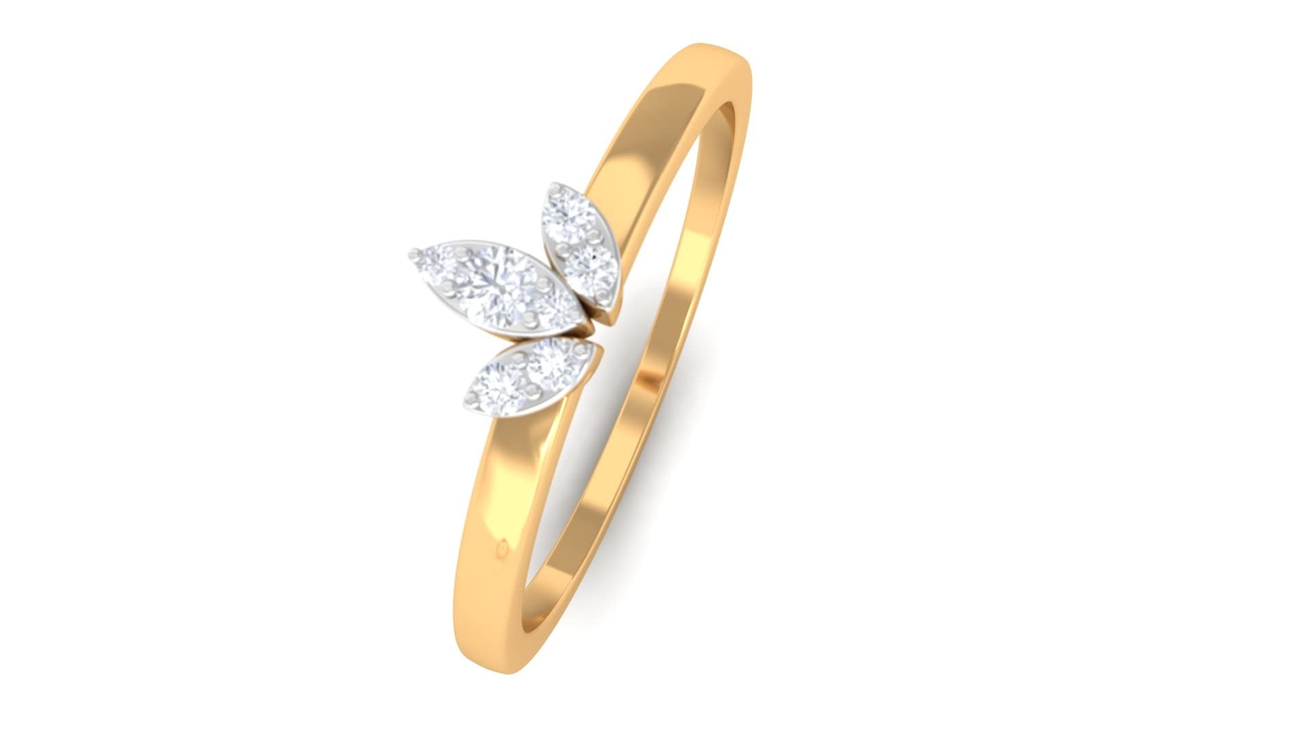 14K Solid Gold Diamond Promise Ring for Women - Round Cut Diamond Leaf Design, April Birthstone Jewelry - Perfect for Anniversaries, Engagements & Special Occasions