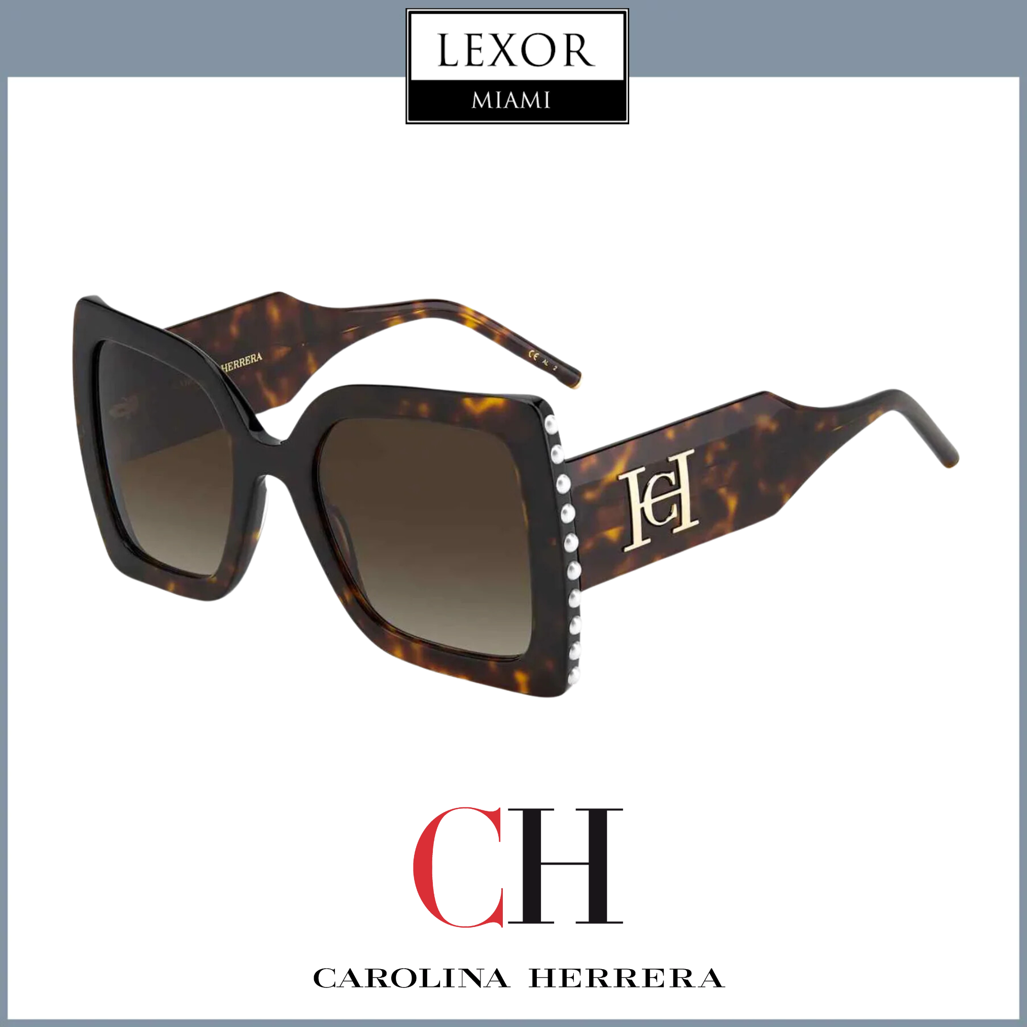 Carolina Herrera CH 0001/S 0086 HA HAVANA Women's Designer Sunglasses - UV Protection & Polarized Lenses for Fashion & Outdoor Activities