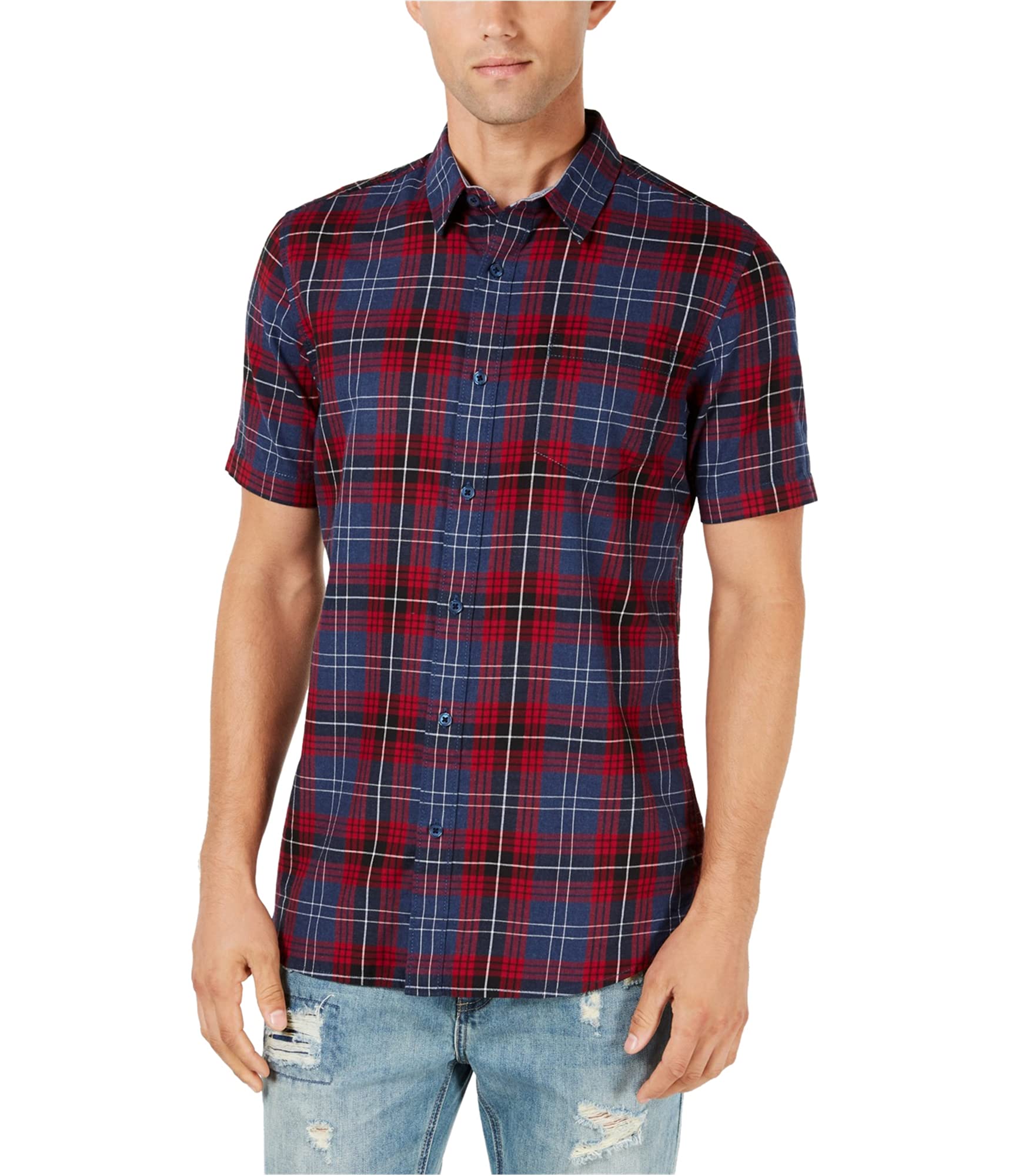 American Rag Men's Mickey Mouse Plaid Button-Up Shirt - Casual Flannel Shirt for Disney Fans, Theme Parks & Holiday Outfits