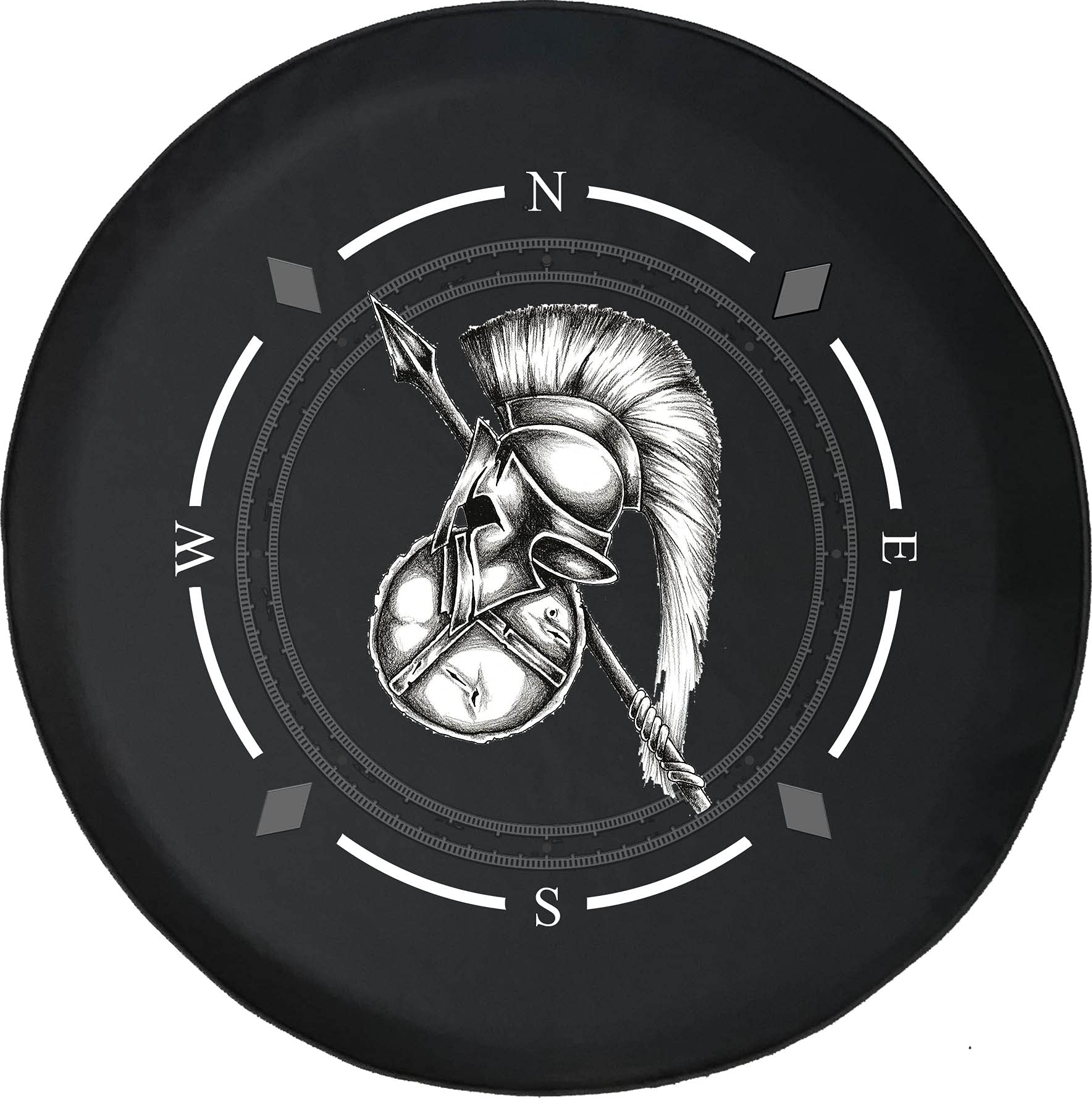 Premium American Unlimited Spare Tire Cover with Compass Design - Greek Warrior Helmet Shield Wheel Protector for SUV, Trailer, RV & Most Vehicles | Durable Outdoor Accessory for Camping, Road Trips & Off-Road Adventures