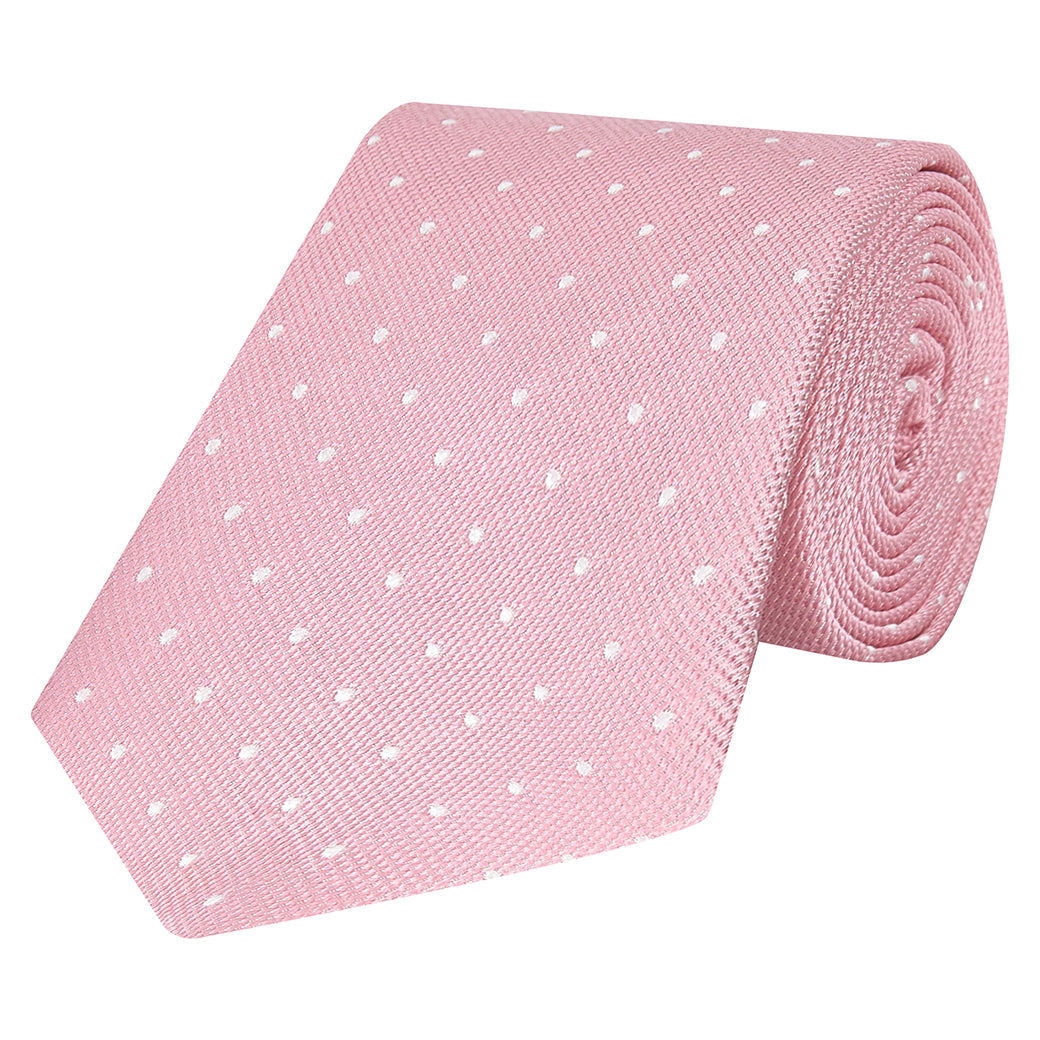 Elegant Pink Textured Spot Woven Silk Tie for Men - Perfect for Weddings, Business Meetings & Formal Occasions