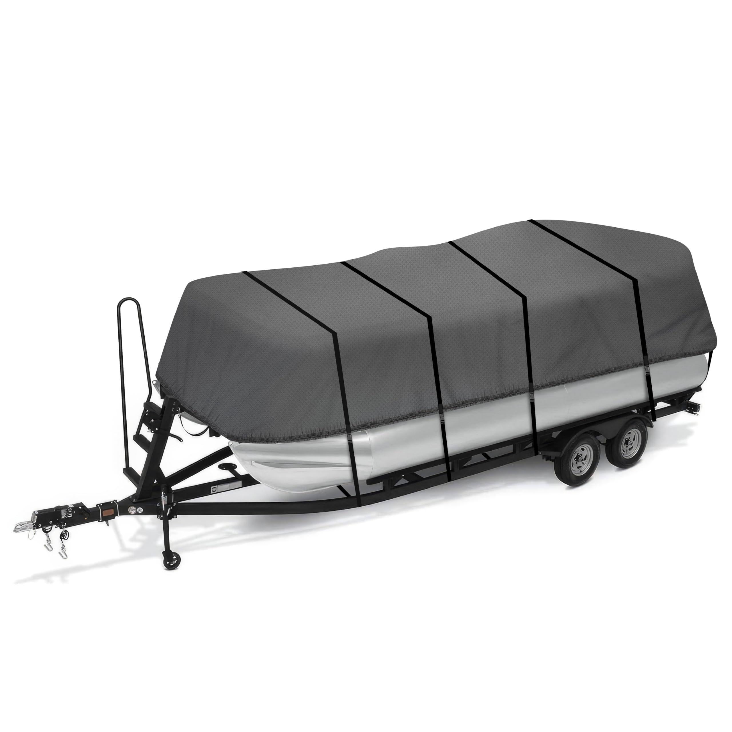 NEH Trailerable Pontoon Boat Cover - Heavy Duty 600 Denier Marine Grade Fabric for Long-Lasting Protection - Includes Storage Bag & Adjustable Straps - Fits 17' to 19' Length & 96
