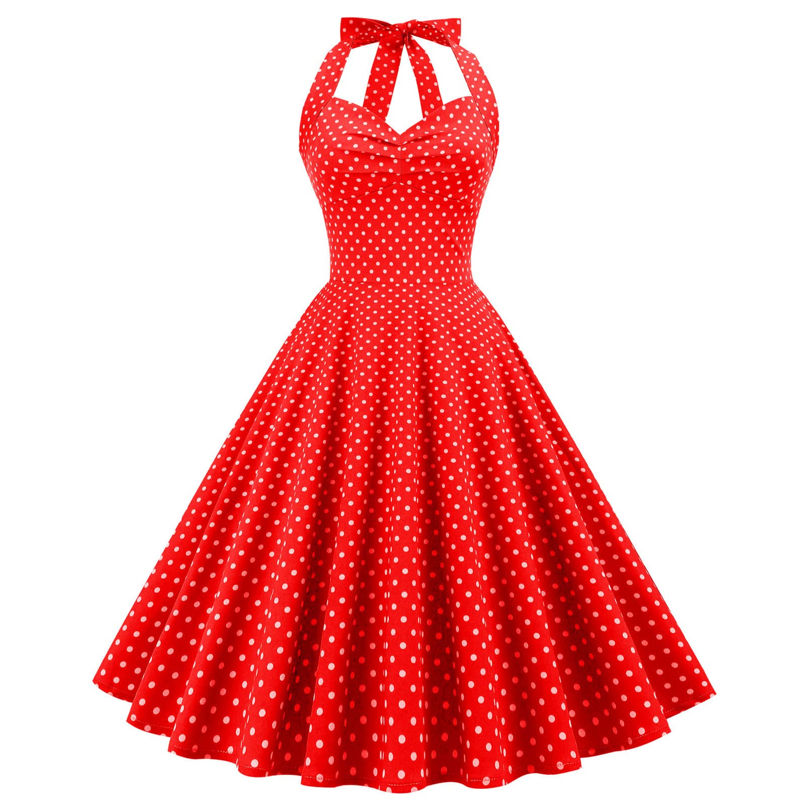 Vintage Polka Dot Rockabilly Swing Dress for Women - Retro British Style Cocktail Party & Wedding Guest Tea Dress - Perfect for Evening Events, Bridal Showers, and Special Occasions