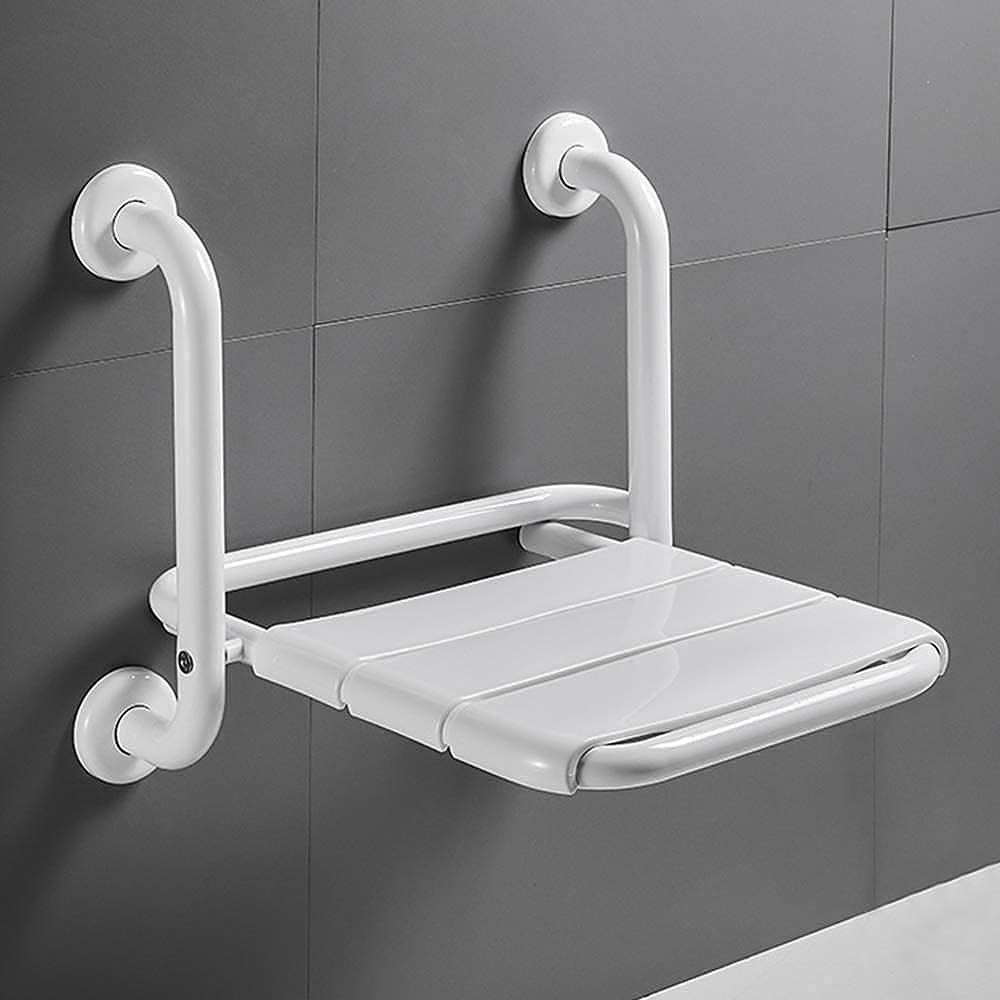ESGT Folding Shower Chair for Elderly & Adults - Non-Slip Bath Seat with Armrests, Wall Mounted Shower Bench for Seniors - 2-in-1 Multifunctional Bathroom Safety Seat for Pregnant Women & Disabled (Perfect for Shower, Bathtub & Home Care Use)
