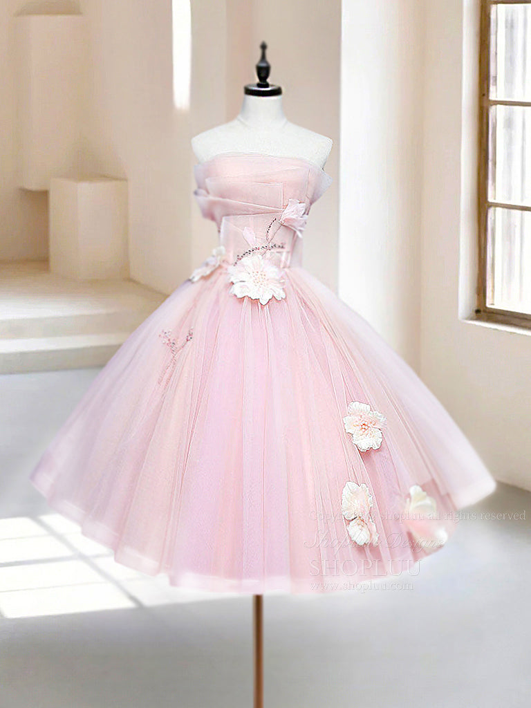 Elegant A-Line Tulle Beads Pink Short Prom Dress | Homecoming Party Dress for Teens | Perfect for Prom Night, Homecoming Dance & Special Occasions