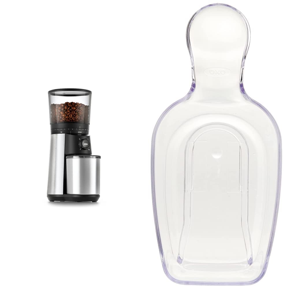 OXO Brew Conical Burr Coffee Grinder with Good Grips POP Container & Scoop - Premium Stainless Steel Coffee Grinder for Espresso, French Press & Drip Coffee - Perfect for Home Baristas & Coffee Enthusiasts