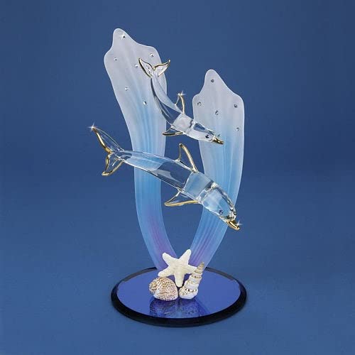 Glass Baron Dolphin & Baby Figurine - Handcrafted Glass Art for Home Decor, Gift, and Collectibles | Perfect for Shelves, Desks, and Nursery Decor