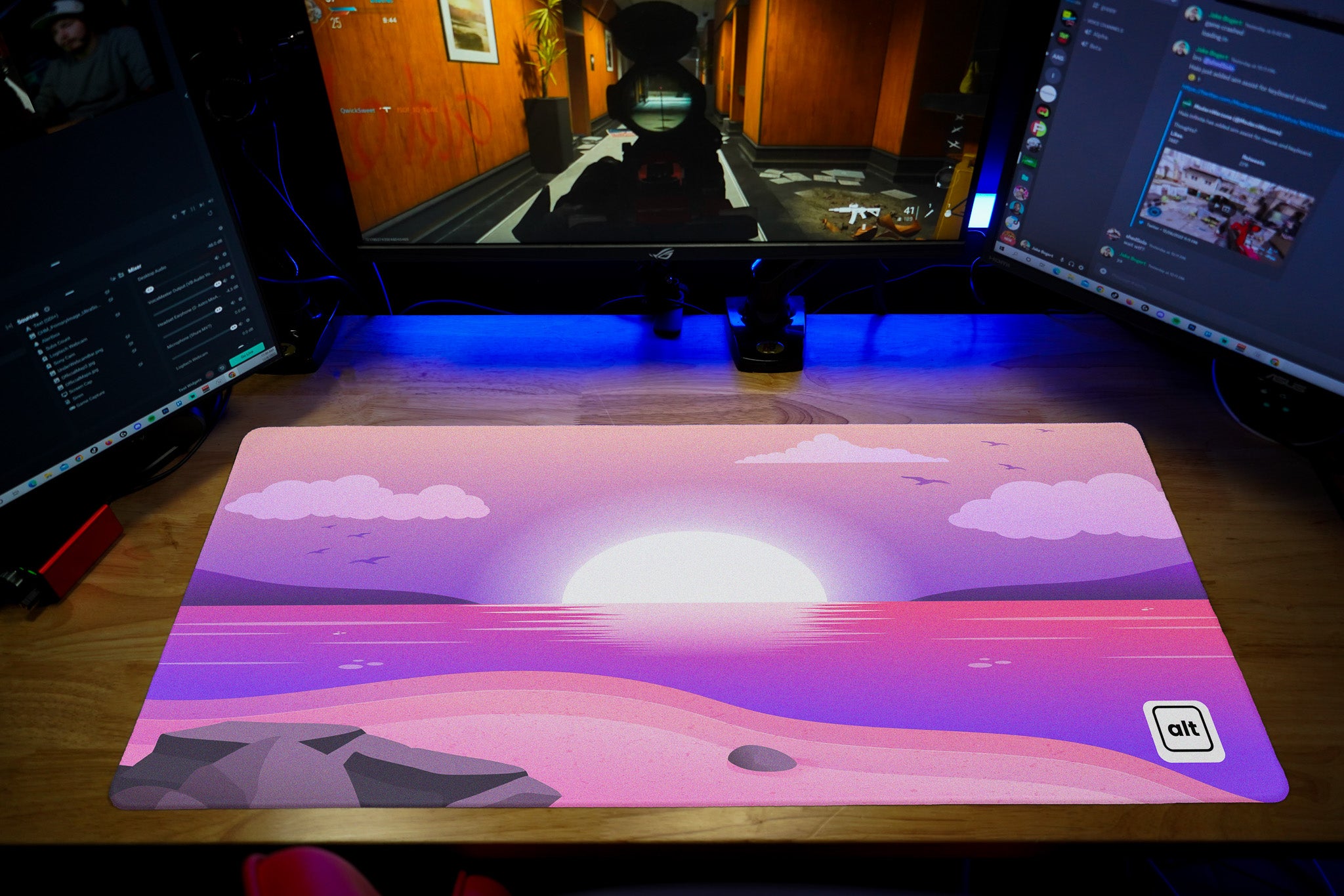 Pink Sunset Mouse Pad - Large Gaming Mousepad with Non-Slip Rubber Base, Perfect for Office, Gaming & Computer Workstations - 12x10 Inches