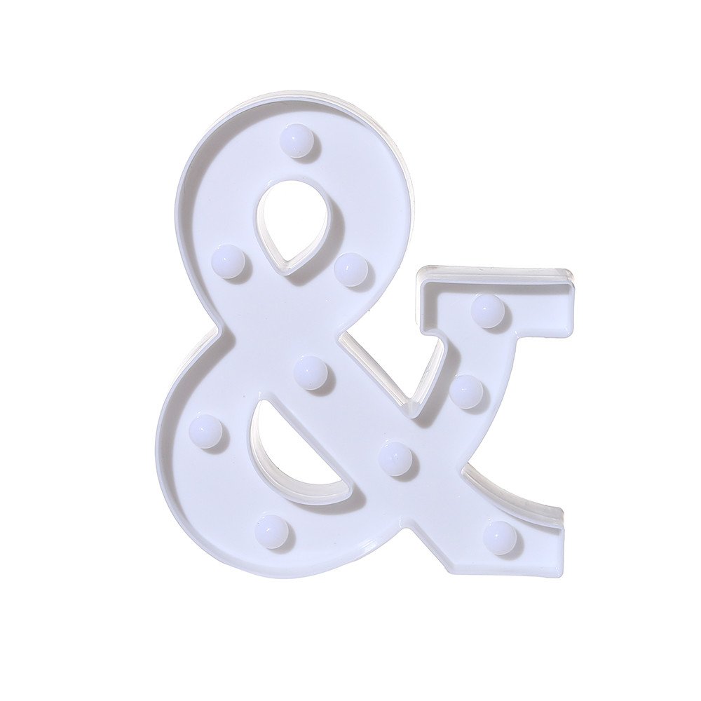 McKellogg LED Alphabet Letter Lights - White Plastic A to M Letters for Home Decor, Parties & Events - Standing & Hanging Decorative Letters for Weddings, Birthdays, Nursery Room