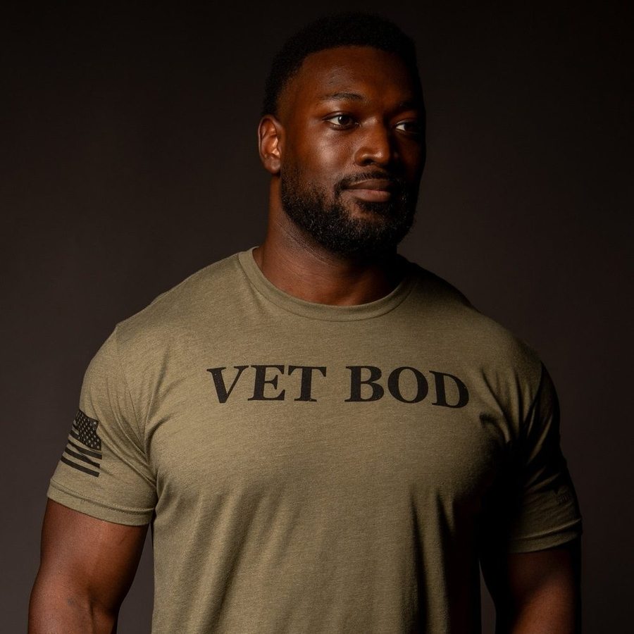 Vet Bod T-Shirt for Men - Military Green Cotton Tee - Perfect for Veterans, Military Appreciation & Casual Wear