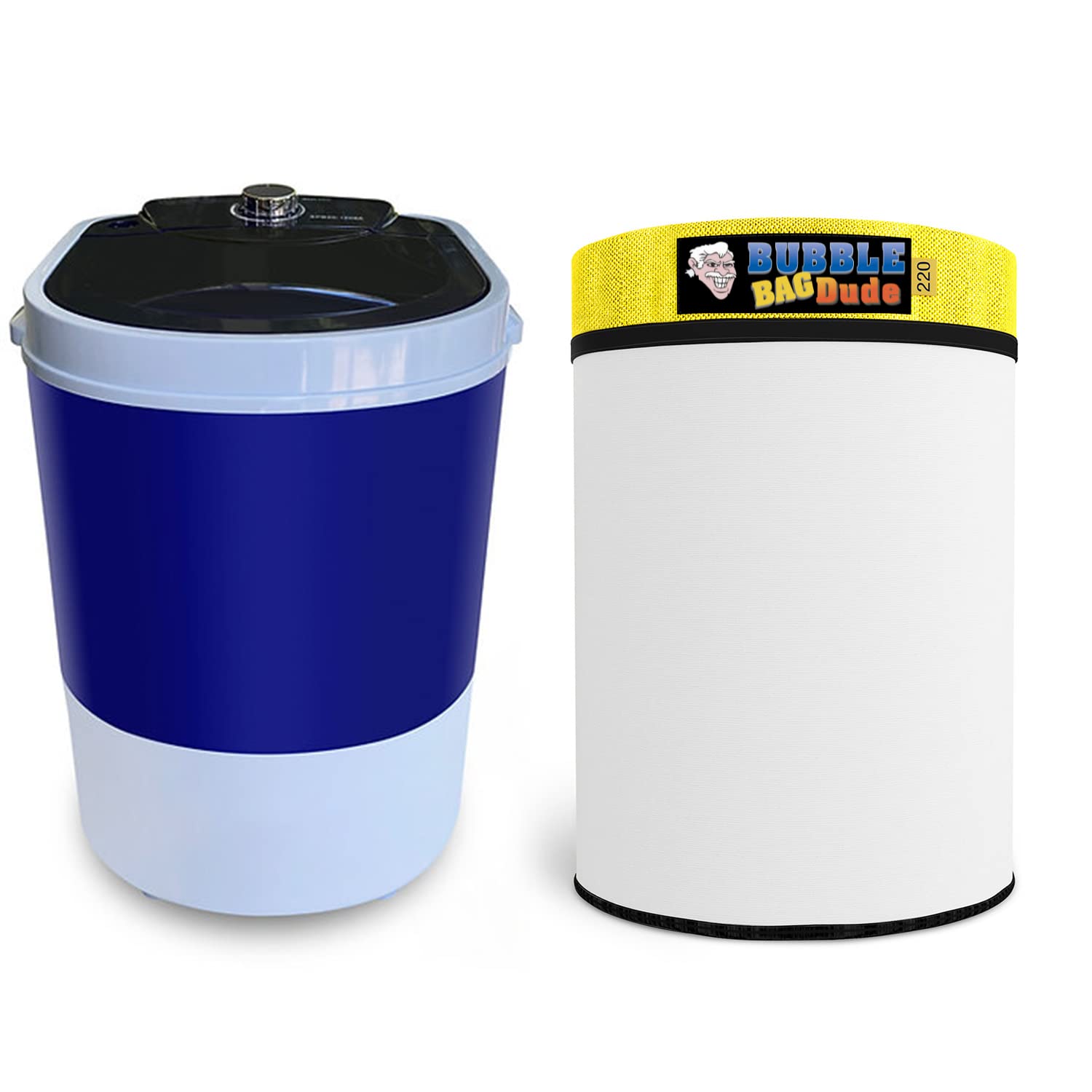 BUBBLEBAGDUDE 5 Gallon 220 Micron Bubble Bags with 110V Mini Washer - Ice Water Extraction Kit for Herbs, Plants & Essential Oils - Includes Zipper Bags & 2 String Locking System - Perfect for DIY Essential Oil Extraction & Cannabis Processing at Home