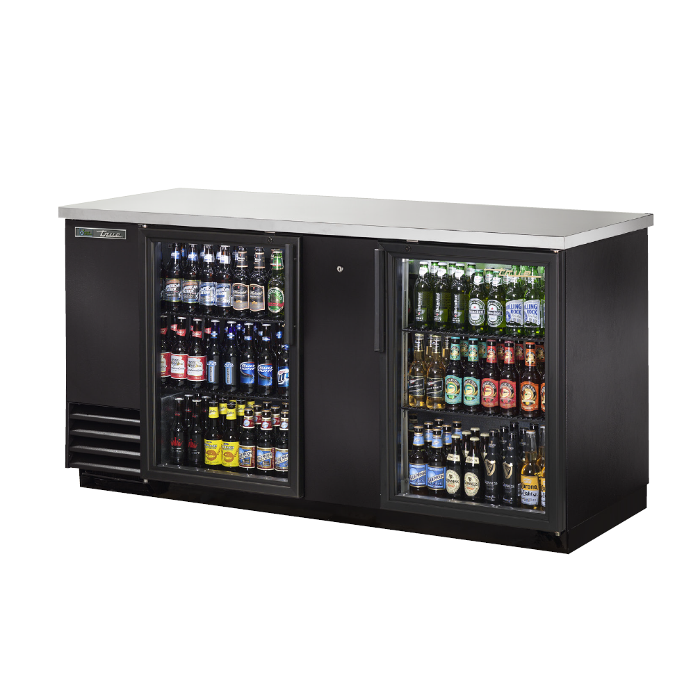 Commercial True 69 Back Bar Refrigerator with 2 Glass Doors - Perfect for Bars, Restaurants, and Entertainment Venues