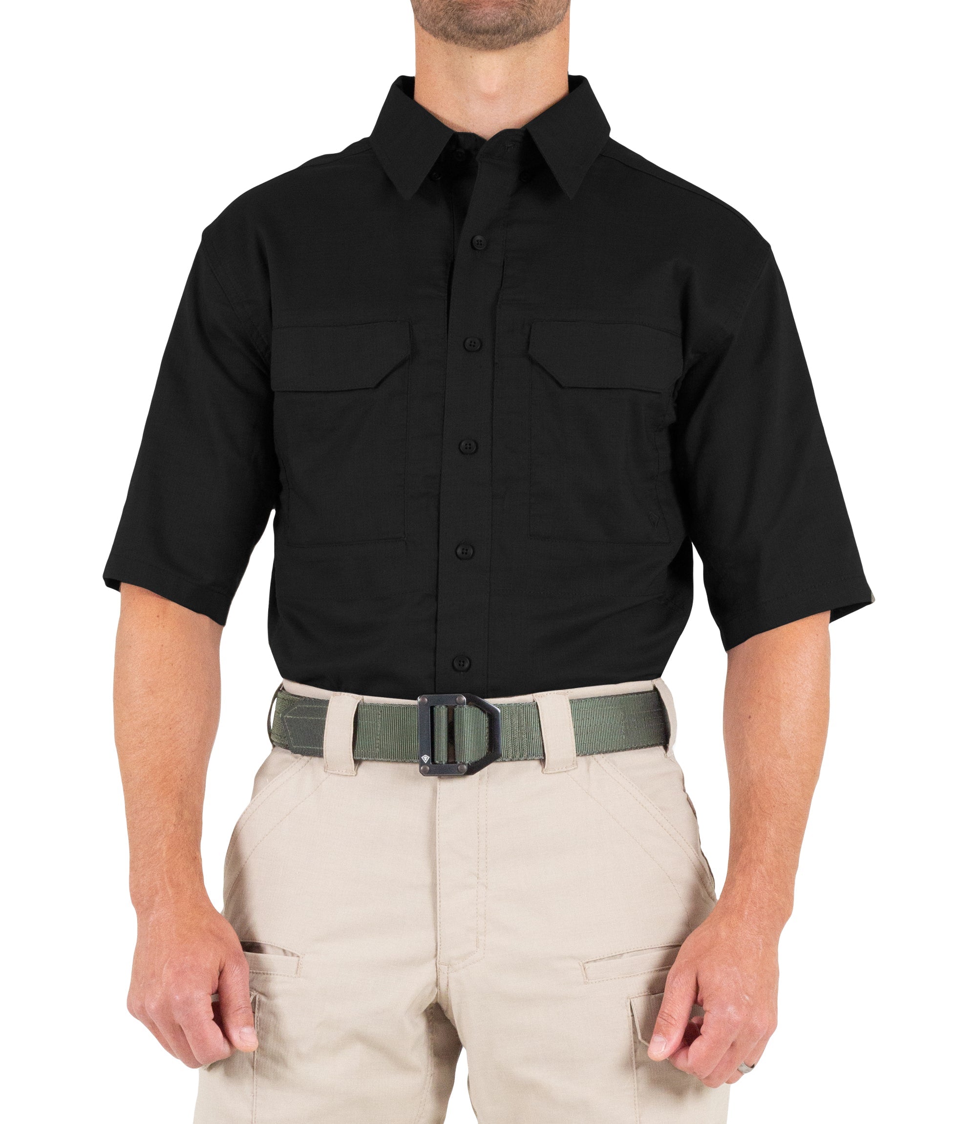 Men's V2 Tactical Short Sleeve Shirt - Breathable Quick-Dry Performance Shirt for Outdoor Activities, Hiking & Camping - Black