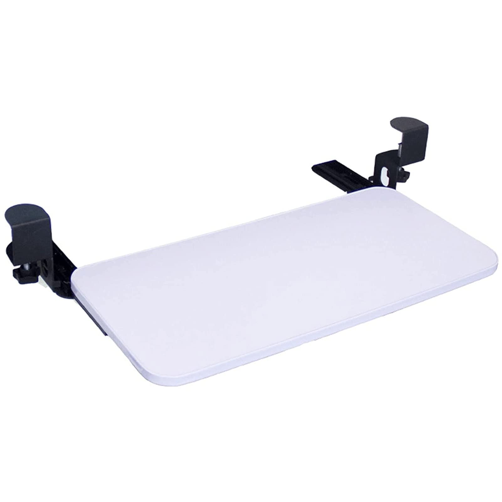 FETION Under Desk Keyboard Tray - Adjustable Clamp-On Ergonomic Keyboard Stand for Office, Home & Gaming | No Drill Installation | Fits Desks, Cabinets & Workstations | Perfect for Workspace Organization (White)