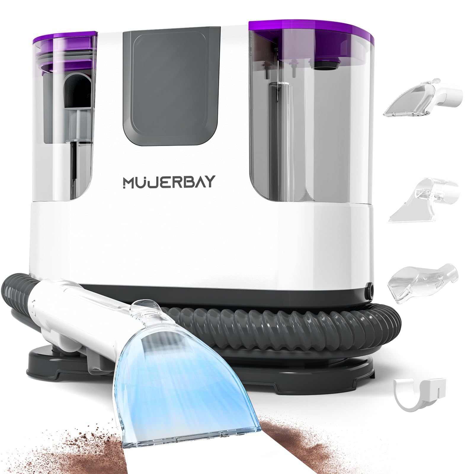 MUJERBAY Portable Carpet Cleaner & Upholstery Spot Cleaner - Deep Cleaning Machine for Pet Hair, Stains on Carpets, Cars, Sofas - Lightweight with Universal Wheels for Easy Moving - Perfect for Home, Office, and Auto Interior Cleaning