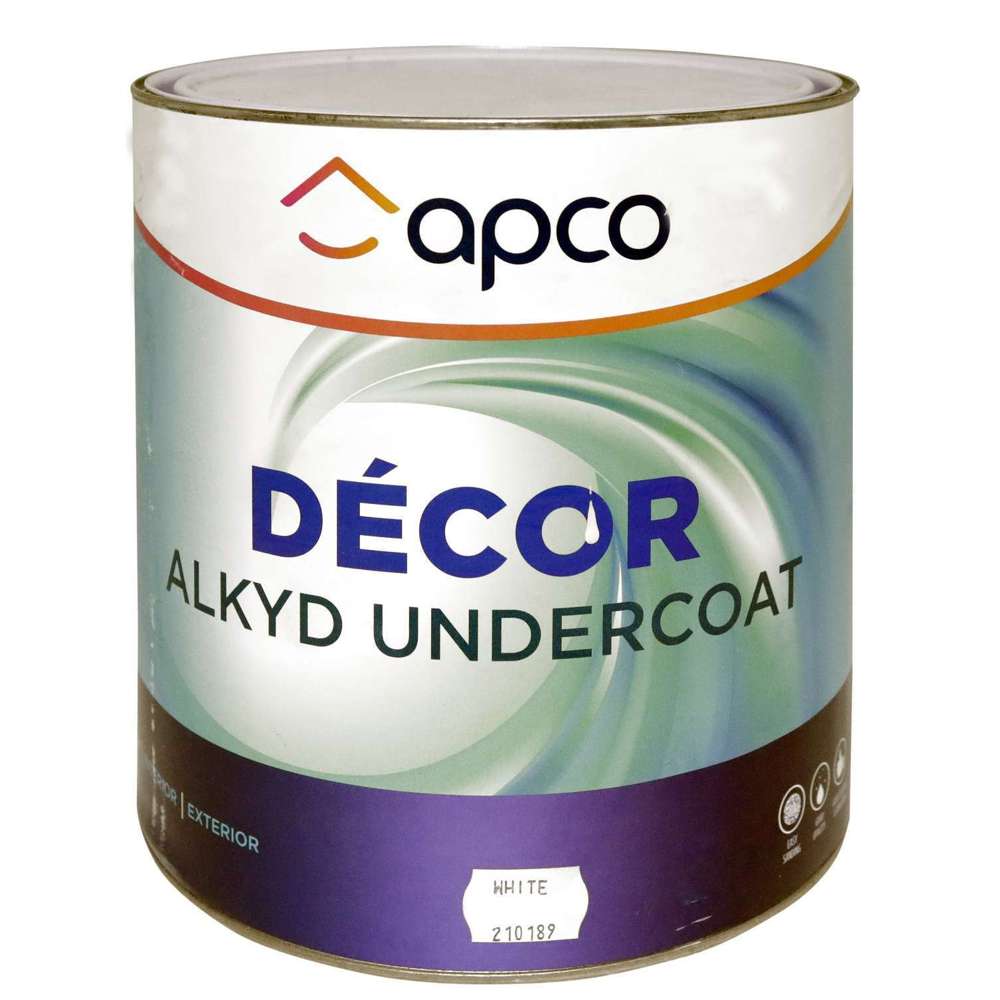 Apco Decor Undercoat Enamel Paint - High Gloss White - 1 Gallon (4L) - Premium Interior/Exterior Primer for Walls, Wood & Metal - Perfect for Home Renovation & DIY Projects