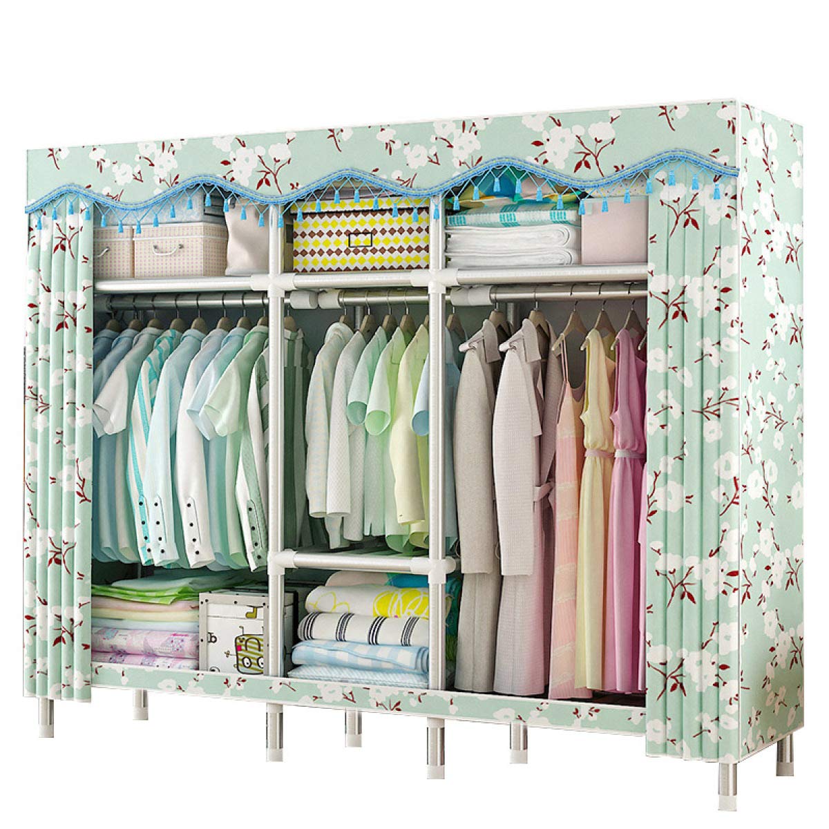 BYCDD Portable Cloth Wardrobe - Large Capacity Washable Storage Organizer with Classification Shelves (165x45x165cm) - Perfect for Bedroom, Closet, Dorm Room, and Apartment Storage Solutions