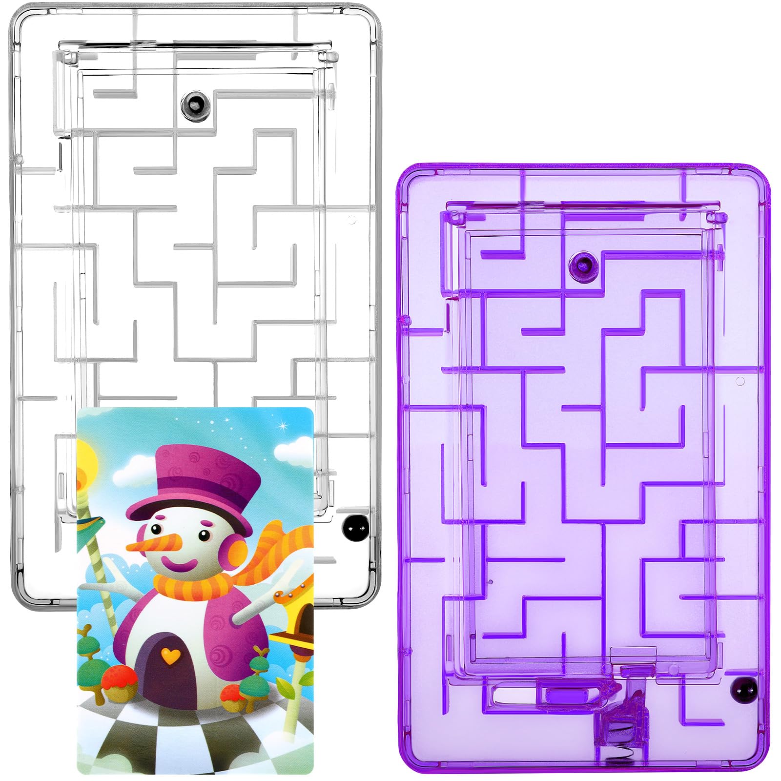 2 Pack Creative Maze Puzzle Present Card Holders - Fun & Challenging Plastic Pinball Card Box Game for Teens & Adults - Clear & Purple - Perfect for Birthday Gifts, Party Favors & Brain Teaser Games