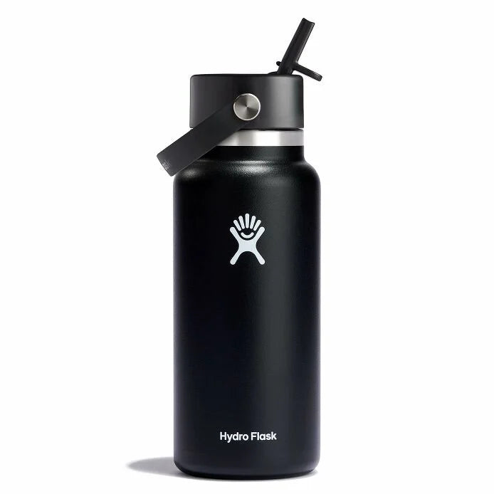 32 oz Wide Mouth Water Bottle with Flex Straw Lid - Leak Proof & BPA Free - Ideal for Gym, Hiking, Travel & Everyday Hydration