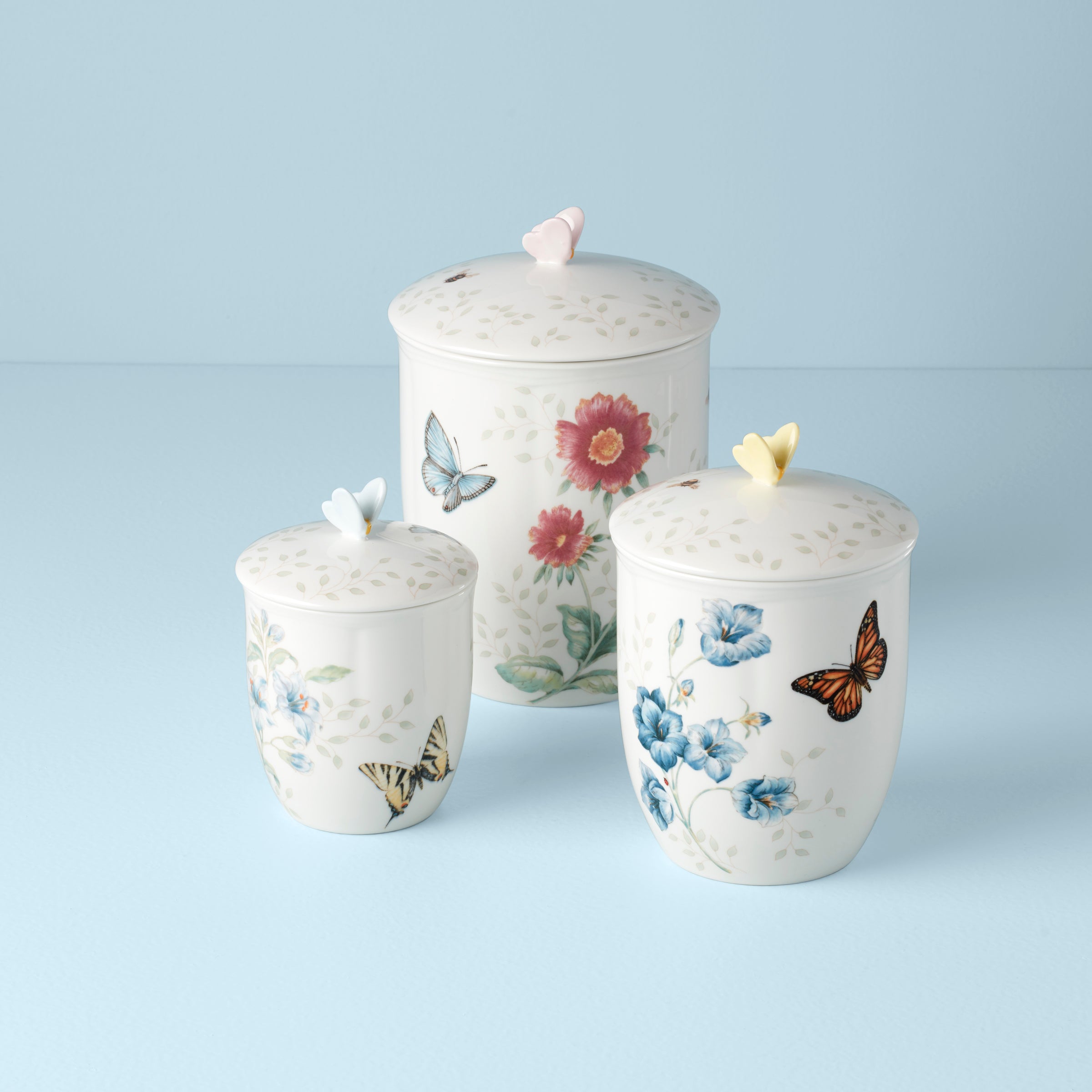 Butterfly Meadow 3-Piece Airtight Kitchen Canister Set for Flour, Sugar & Coffee - Perfect for Pantry Organization & Countertop Storage