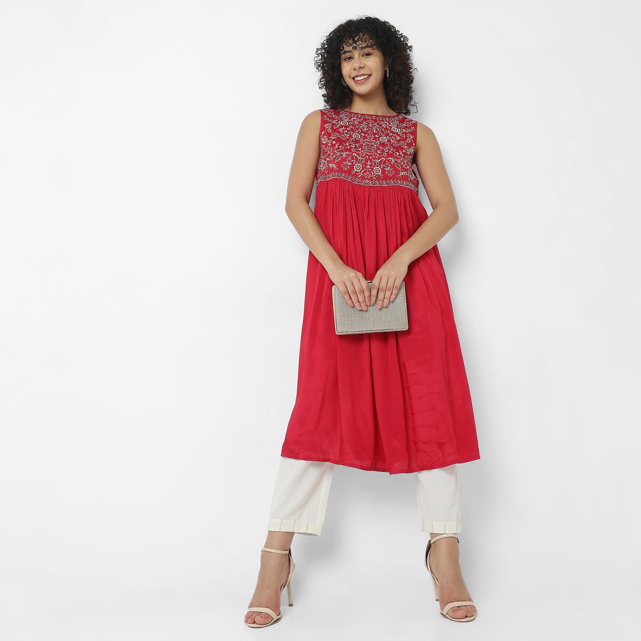 Flare Fit Embroidered Kurta for Women | Stylish Indian Ethnic Tunic Top | Perfect for Festivals, Weddings & Casual Wear