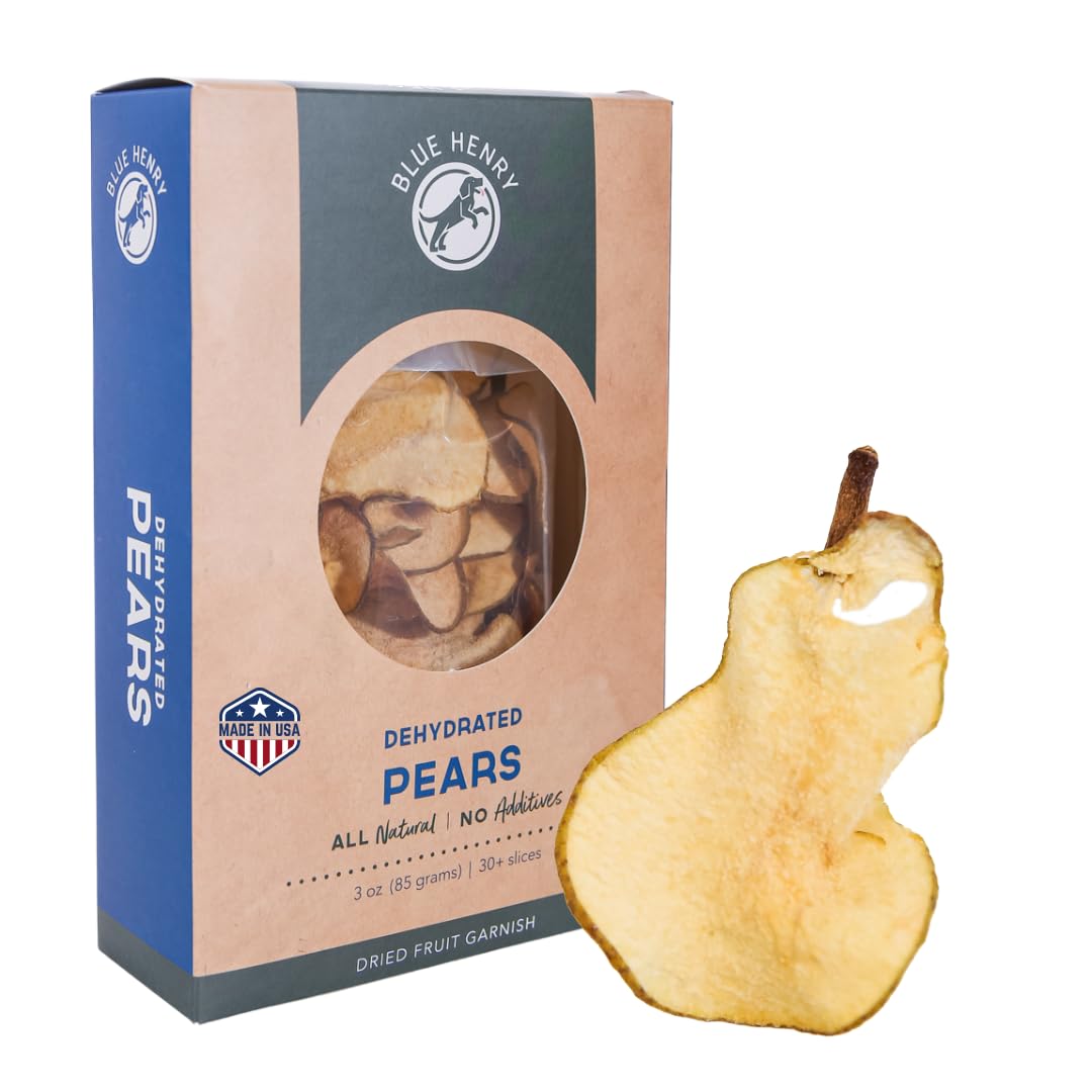BlueHenry Dehydrated Pear Slices - 3oz Bag (30+ Slices) | All Natural, Vegan, Gluten-Free Snacks | Made in USA | Perfect for Cocktail Garnish, Baking Recipes & Healthy Snacking