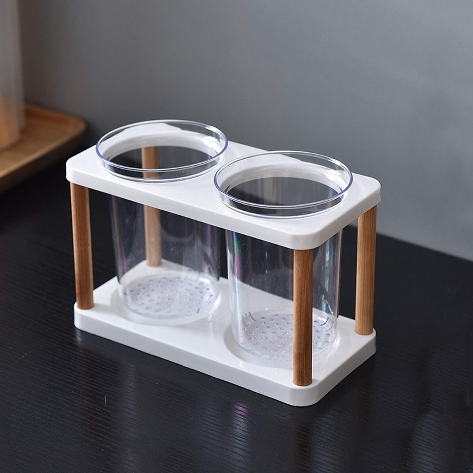 Clear Plastic Hollow Drain Chopstick Holder - Double-Tube Kitchen Utensil Organizer for Chopsticks, Spoons & Forks | Perfect for Countertop, Drawer or Cabinet Storage