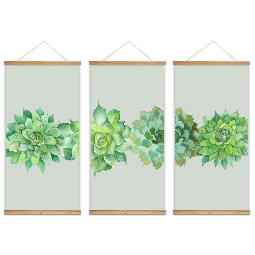 Wall26 Green Plants Canvas Wall Art - 3 Panel Framed Poster Print 18x36 Inches, Ready to Hang - Nature Inspired Home Decor for Living Room, Bedroom & Office