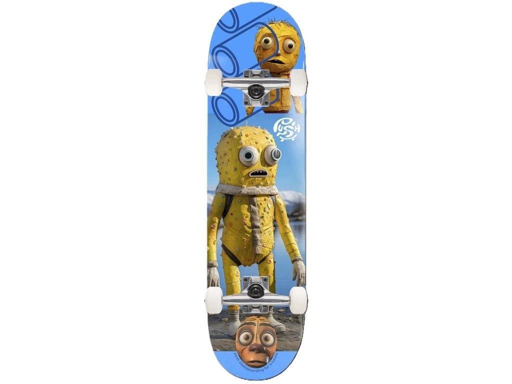 Push Yellow Man FP 8.25 Complete Skateboard - Professional 8.25 Inch Deck with High-Performance Trucks & Wheels - Perfect for Street Skating, Tricks & Commuting