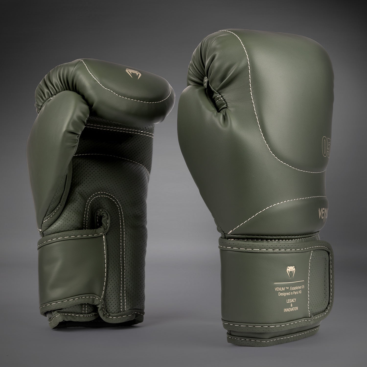 Venum Impact Evo Boxing Gloves for Men & Women - Military Green Training Gloves for MMA, Kickboxing & Heavy Bag Workouts - Premium Leather Boxing Equipment for Gym & Home Training