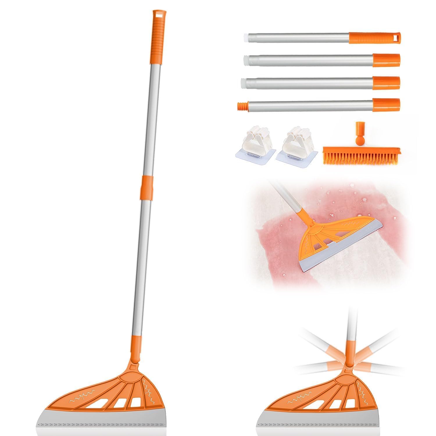 Magic Air Broom - 2-in-1 Silicone Floor Cleaner with V-Shape Brush for Pet Hair & Spills - Home & Office Use